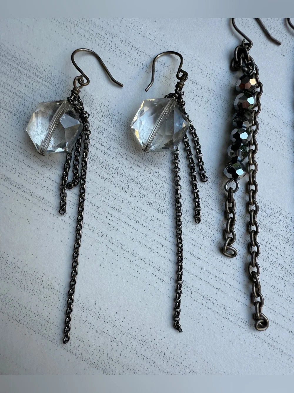 3️⃣Pairs of Artisan Handcrafted Earrings Metal Tones Faceted Glass Beads 3”+Long - Picture 9 of 15